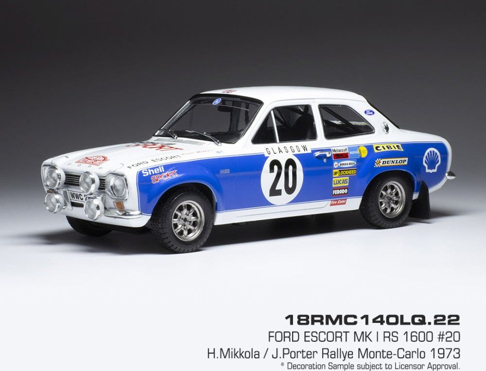 Ford Escort MK1 RS1600 #20 Rally Monte Carlo 1973 H.Mikkola/J.Porter 1:18th Scale